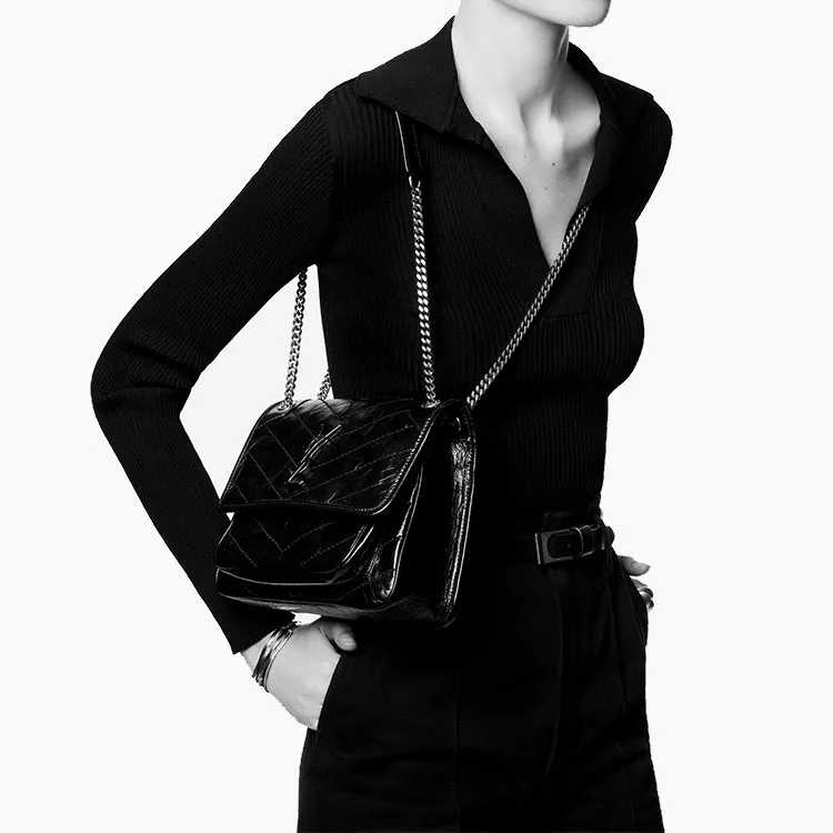 SAINT LAURENT Niki Baby Crinkled Vintage Blanc Vintage-6