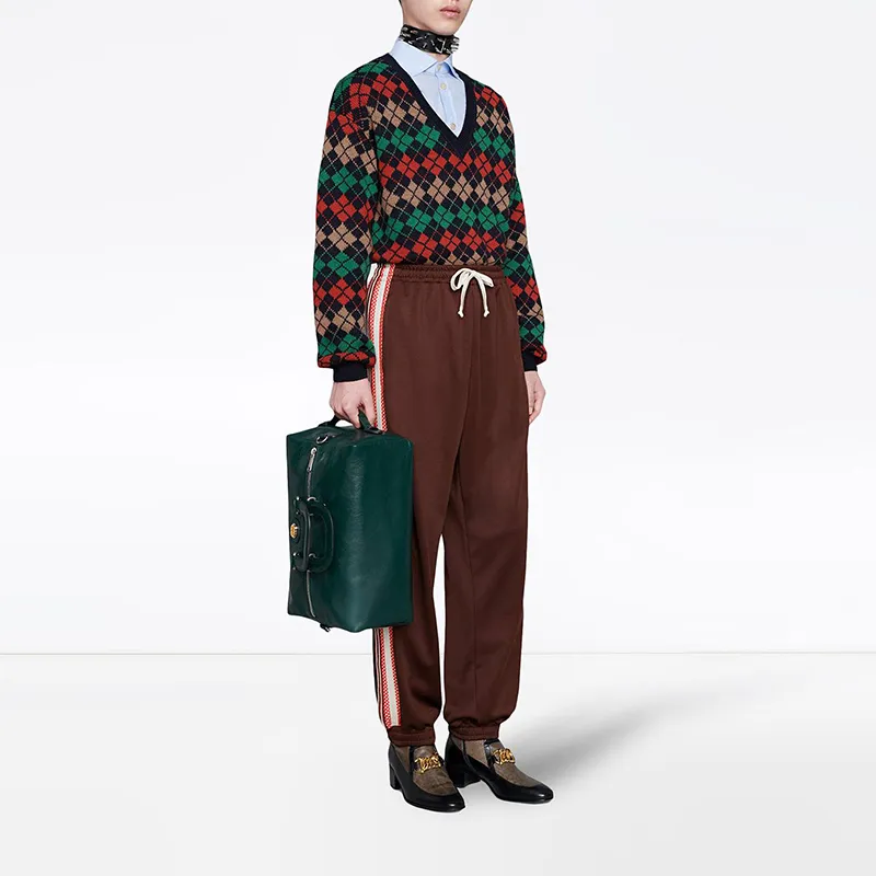 GUCCI Knitted Sports Pants Men's Brown-2