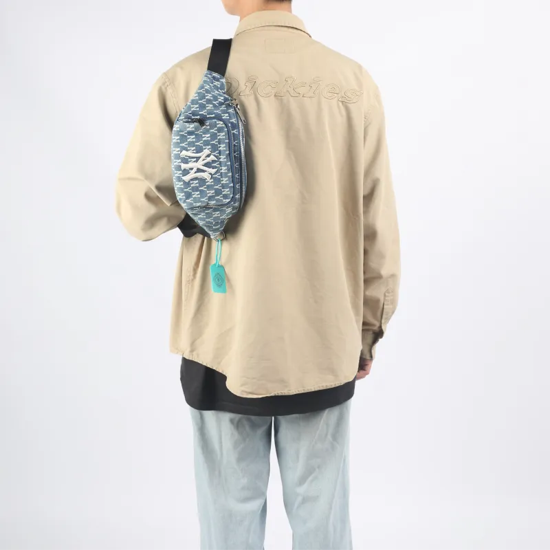 MLB Monogram Collection Cotton Crossbody Bag, Fanny Pack Regular Unisex Denim Blue-11