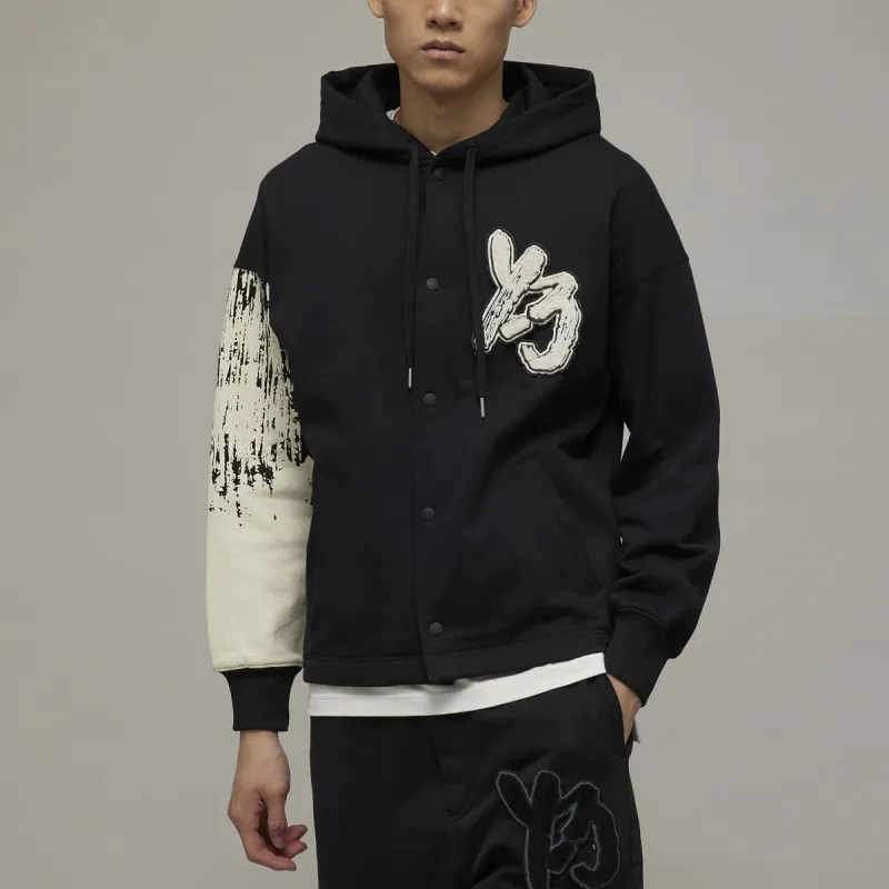 Y 3 Logo print Press stud Hoodie-2