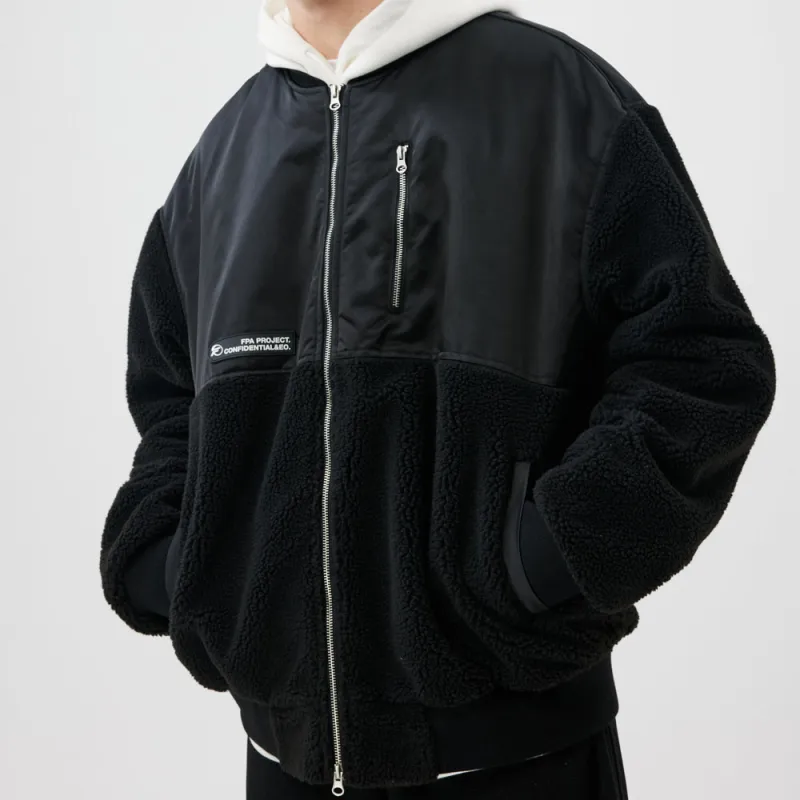 FPA Letter Solid Color Baseball Collar Loose Fit Moderate Puffer Jacket Unisex-8