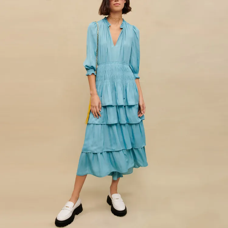 Maje SS23 Long-Sleeved Dresses Women's Light Blue-1