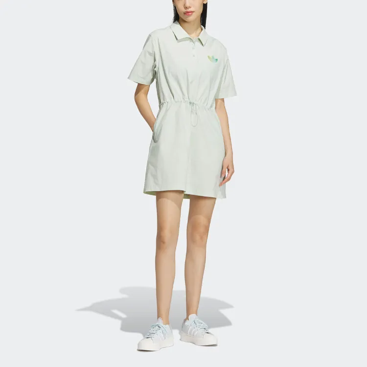 Adidas Originals Short Sleeved Dresses Women's Linen Green-1