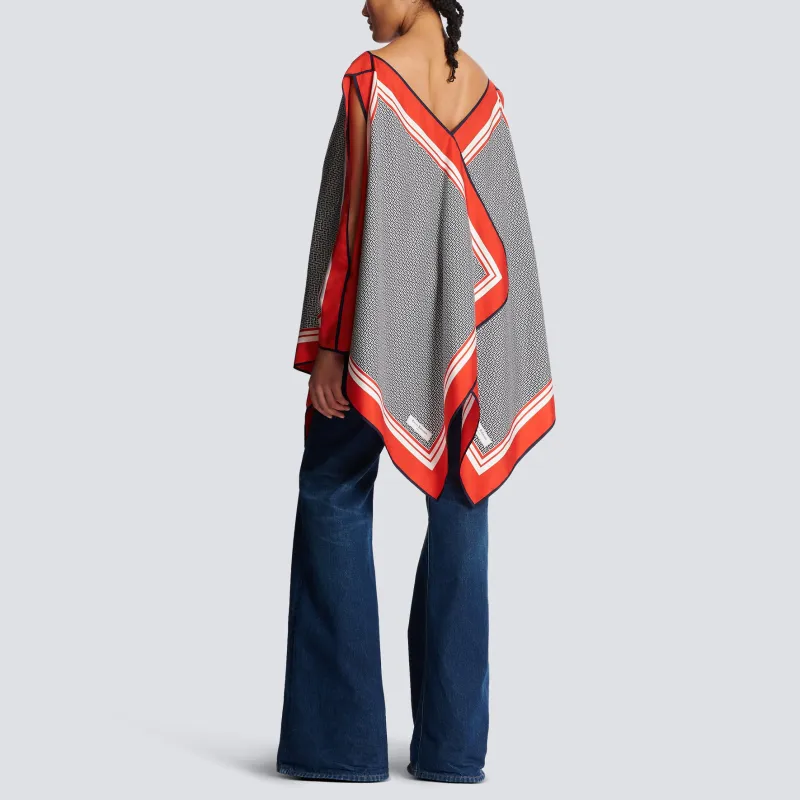 BALMAIN Monogram print Silk Scarf Dress-1