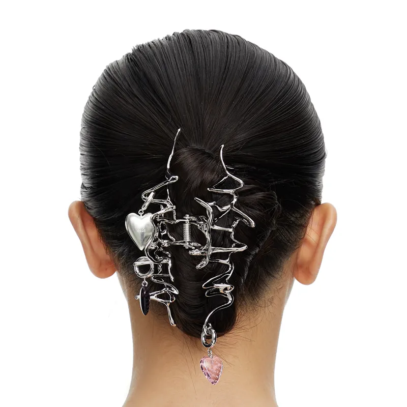 YVMIN Ripple Hair Clips Women's Silver-1
