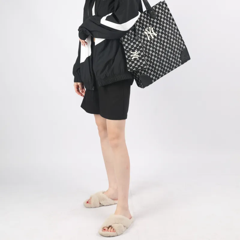 MLB Monogram Collection Polyester Combo Bag Tote Bag Shopping Bag Shoulder Bag Handbag Large Size Unisex Black-4