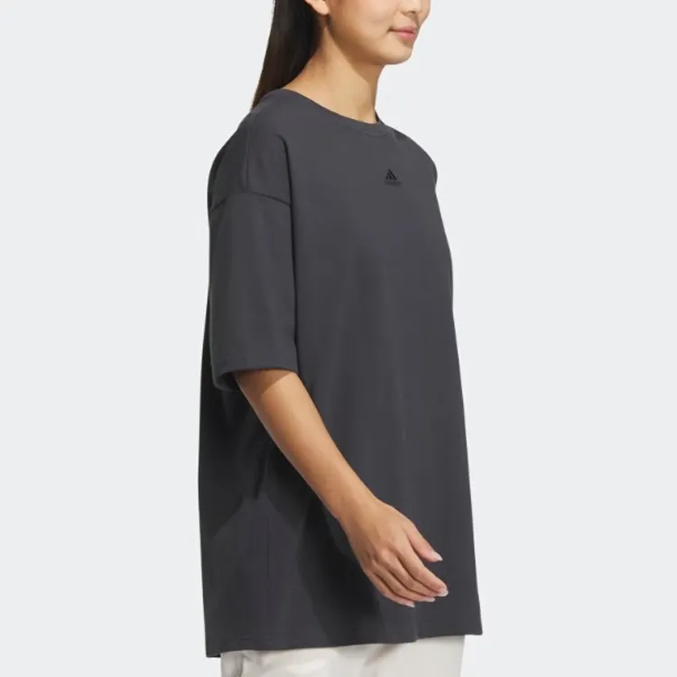 Adidas Drop Shoulder Sleeve T Shirt Women's Dark Gray-2