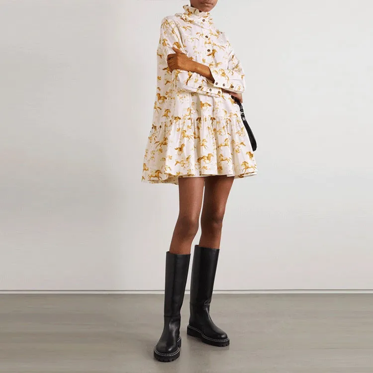 GANNI Long Sleeved Dresses Women's Yellow-1