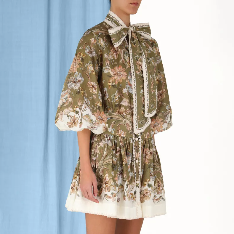 Zimmermann Short-Sleeved Dresses Women's Khaki-4