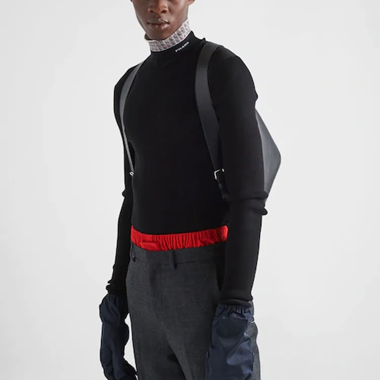 PRADA Logo Intarsia Jacquard High Neck Sweater-3