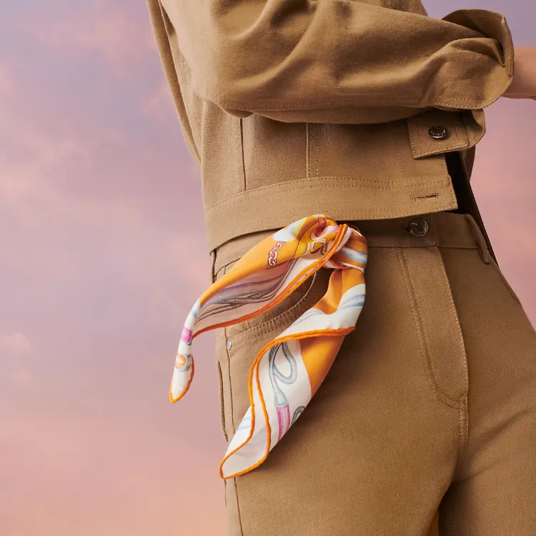 HERMES Chevaloscope Silk Scarves Unisex Yellow-1