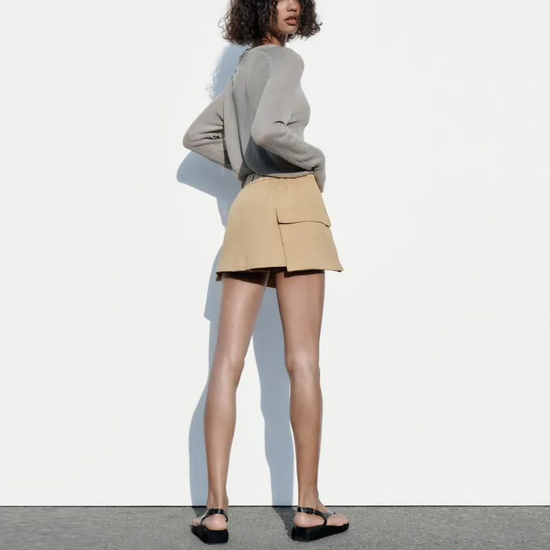 ZARA Casual Shorts Women's Light Camel-3
