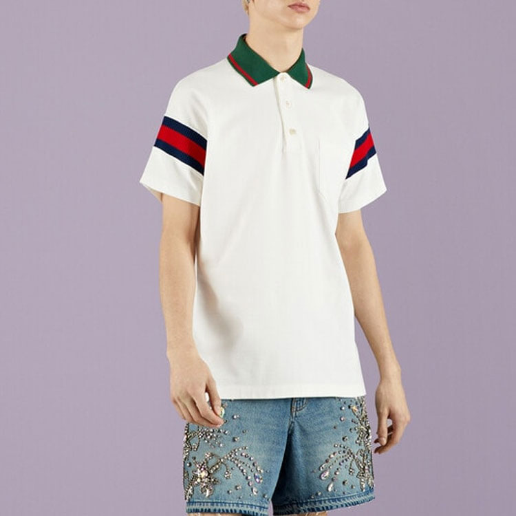 GUCCI Web-stripe Jersey Polo Shirt - POIZON