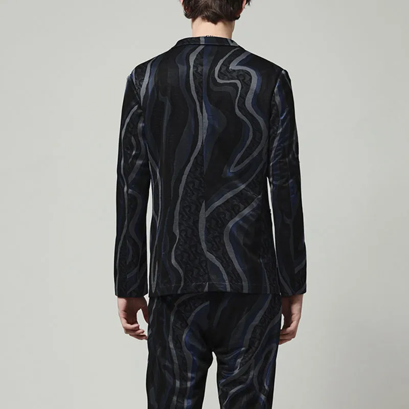 RARE Casual Suit Men's Black Blue-4