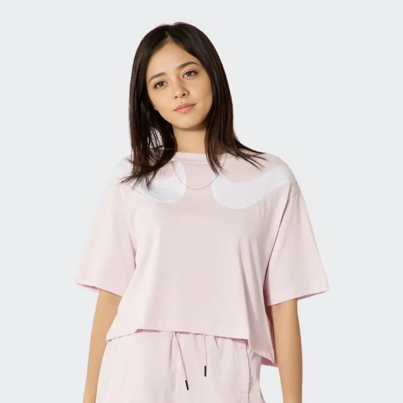 Nike Sportswear Swoosh Women's Cropped Crewneck T-Shirt Pink-2