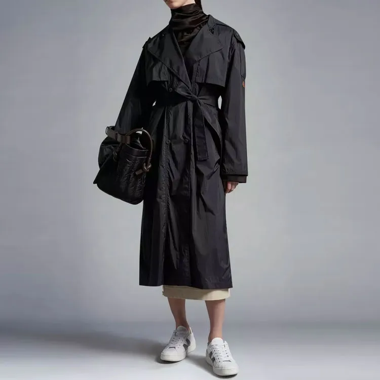 Moncler Trench Coats Women's Black-3