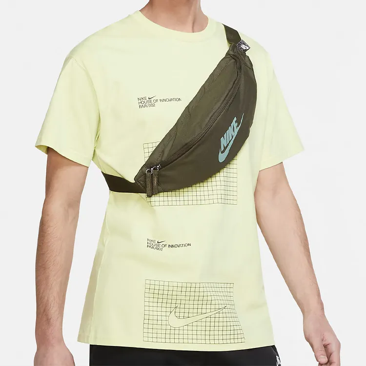 Nike Heritage Nylon One Shoulder Crossbody Bag, Sling Bag, Fanny Pack Regular Unisex Army Green-5