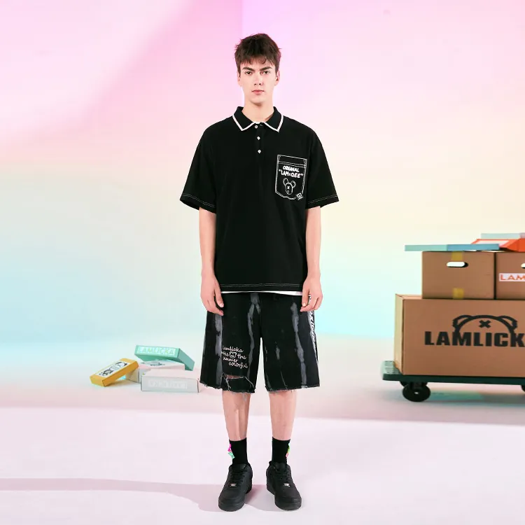 LAMLICKA Denim Shorts Unisex Black-2