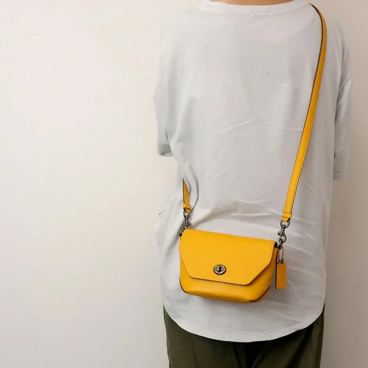COACH Leather Shoulder Bag, Crossbody Bag Trumpets Women's Yellow-5