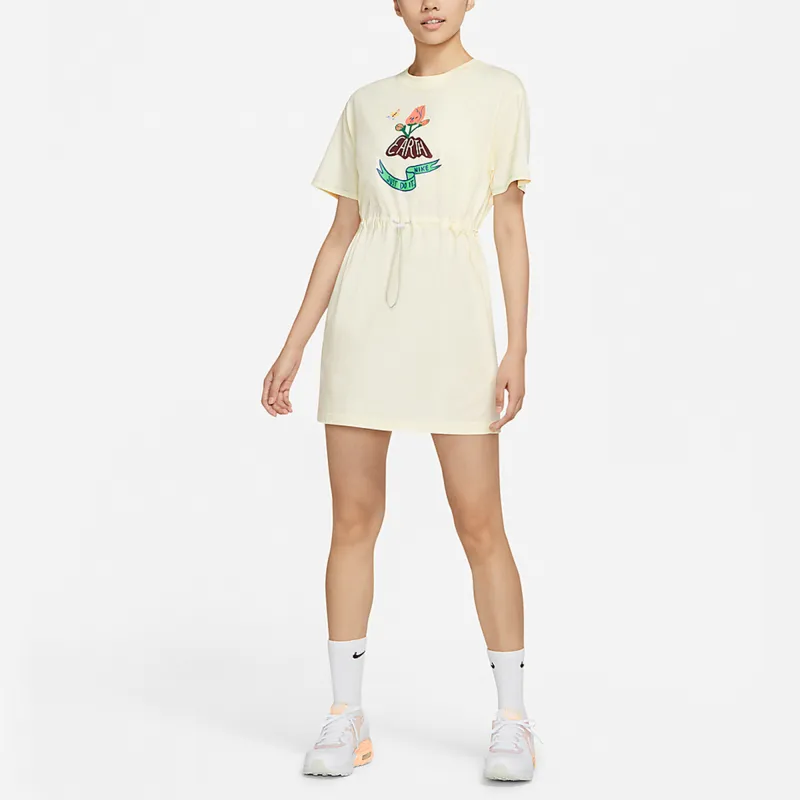 Nike Short Sleeved Dresses Women's Light Yellow-2