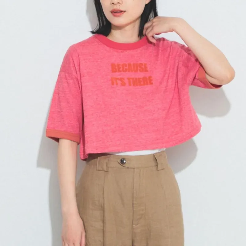 Beams Crop Tops Women's Pink-2