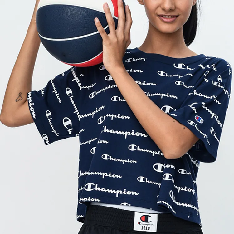 Champion T-Shirt Women's Navy Blue Japan Version-2