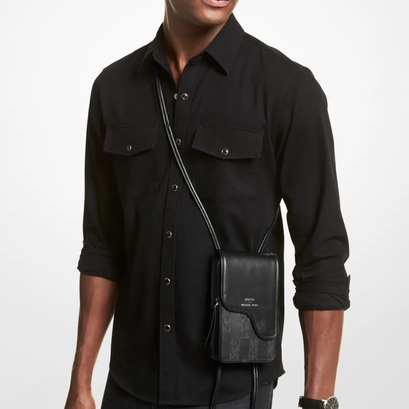 MICHAEL KORS ASHYA Collaboration Cow Leather Crossbody Bag Cell Phone Pouch Fanny Pack Regular Unisex Black-5