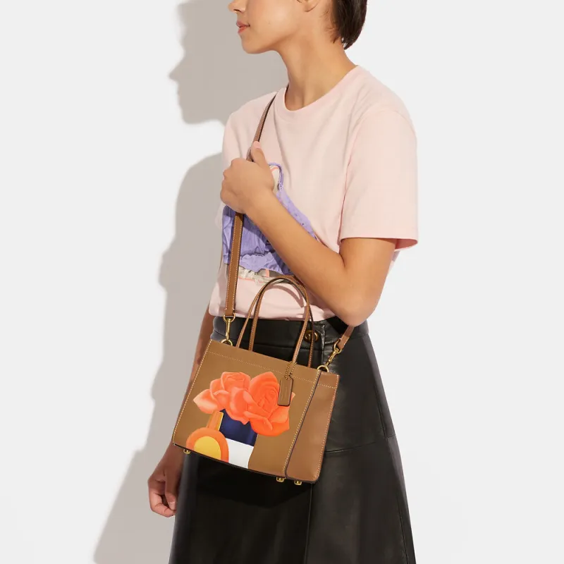 COACH Tom Wesselmann Collaboration Cashin Leather Tote Bag Shopping Bag Handbag Crossbody Bag Small Size Women's Brown-3