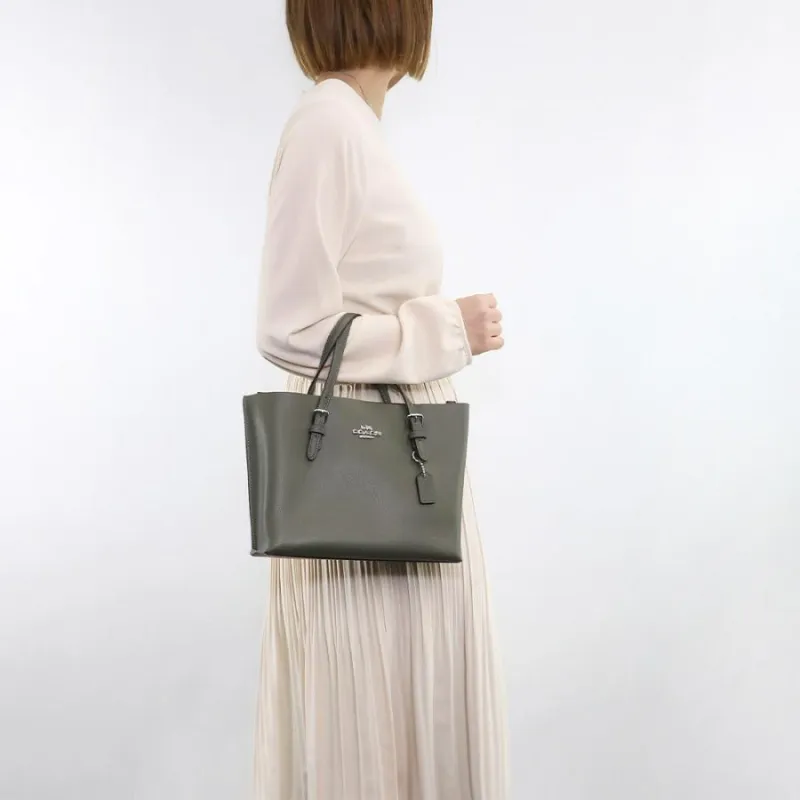 COACH Mollie Leather Tote Bag, Shopping Bag, Shoulder Bag, Crossbody Bag, Handbag Medium Size Women's Olive Green-4