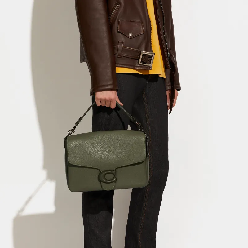 COACH Tabby Soft Cow Leather Messenger Bag, Handbag, Shoulder Bag, Crossbody Bag Tubas Men's Olive Green-3