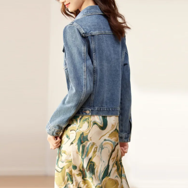 SENTUBILA Denim Jackets Women's Denim Blue-4