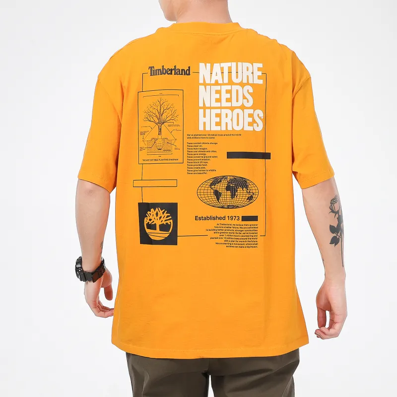 Timberland T-Shirts Men Orange Red-4