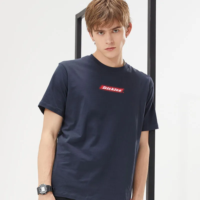 Dickies Crew Neck Fitted Straight Short Sleeved T Shirt Unisex Dark Marine Blue-4