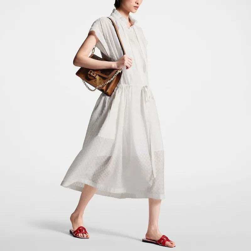 Lv Monogram Fil Coupé Lavaliere Collar Dress-1