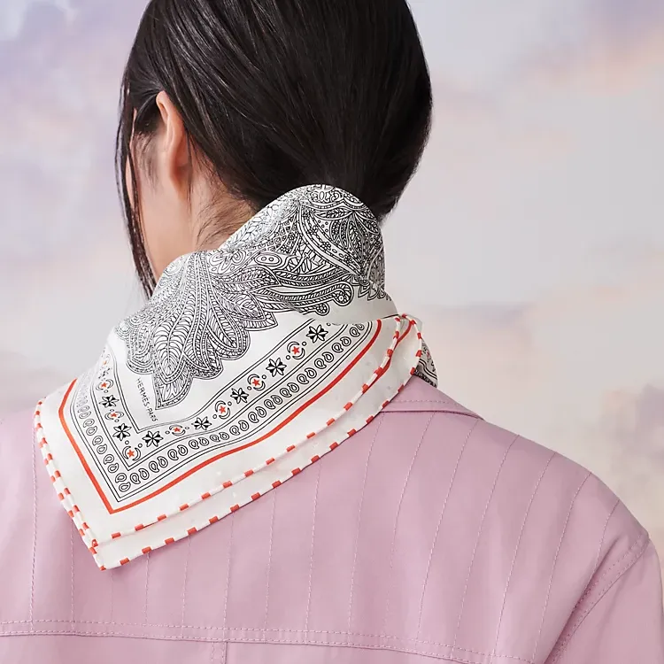 HERMES Silk Scarves Unisex White-1