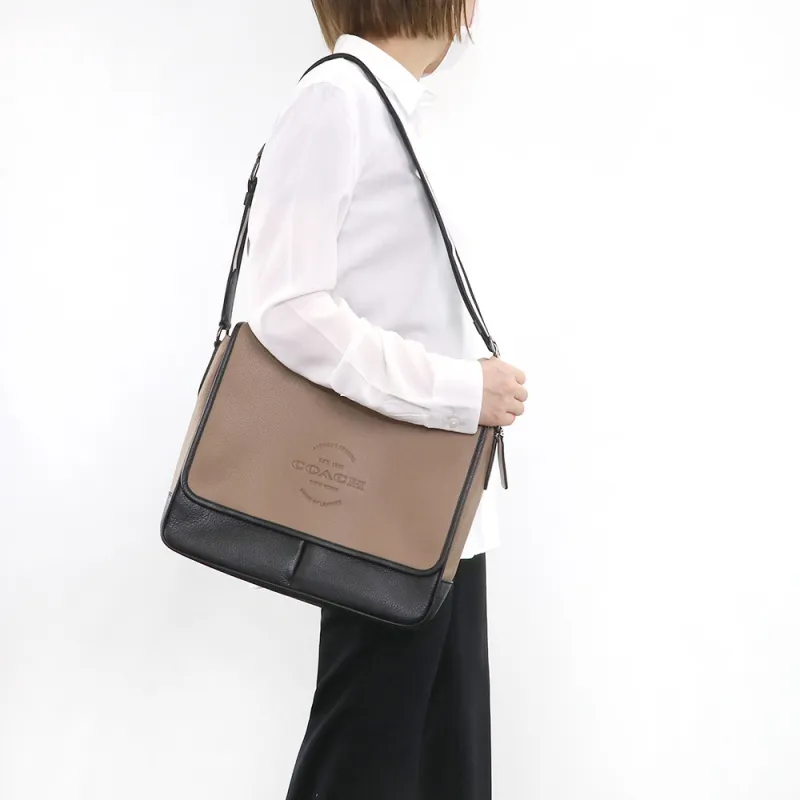 COACH Thompson Cow Leather Crossbody Bag, Map Bag, Shoulder Bag Unisex Elm Brown-5