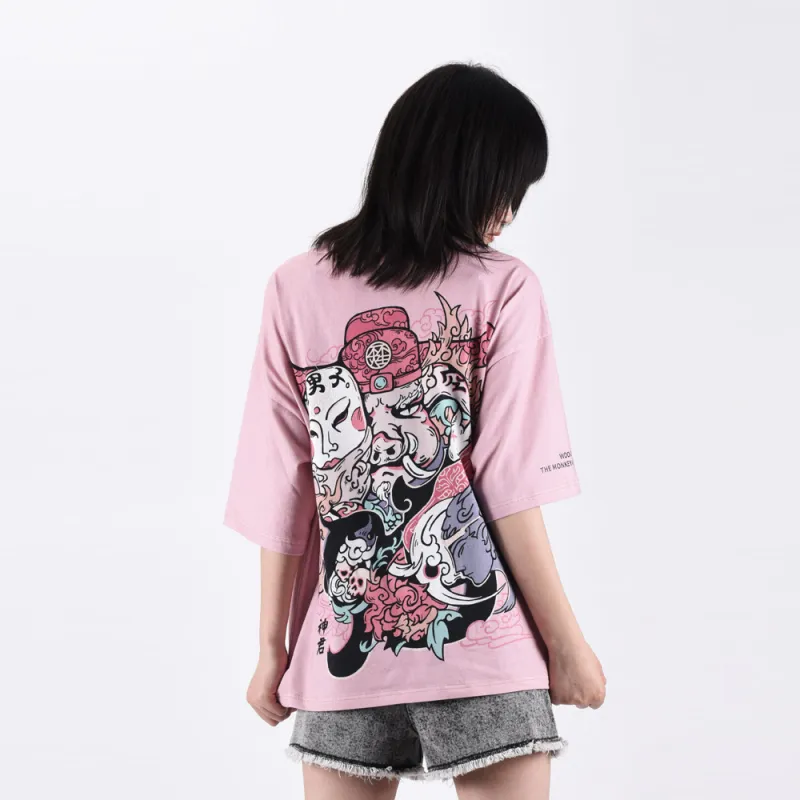 WOOKONG Straight T-Shirt Unisex Pink-2