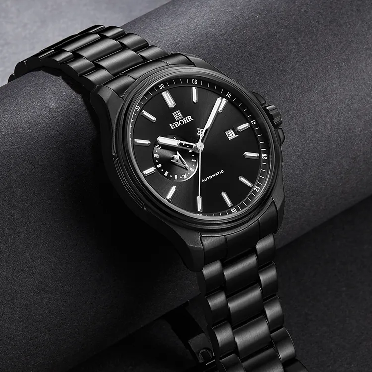 EBOHR Explorer Collection Mechanical Movement Stainless Steel Strap Watch Men's Watches Black Dial 51260316-2