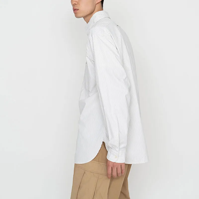 Nanamica SS23 Button Down Stripe Wind Shirt Logo Shirt Men's-4