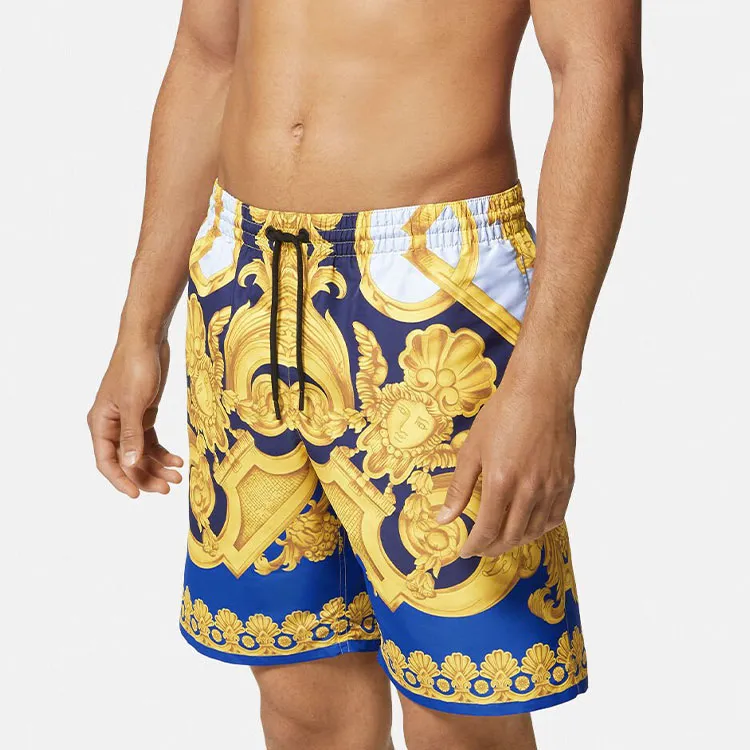 VERSACE Baroque Pattern Drawstring Swim Shorts-3