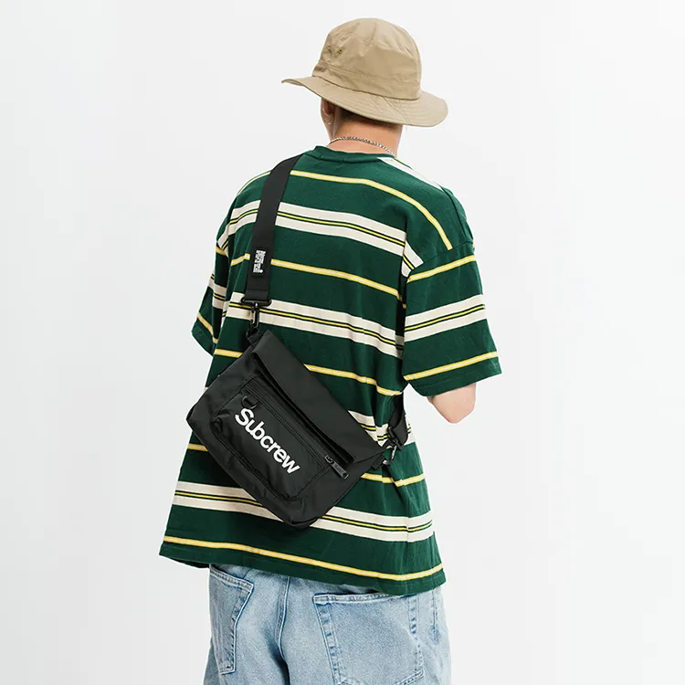 Subcrew Polyester Messenger Bag, Crossbody Bag Regular Unisex Black White-4