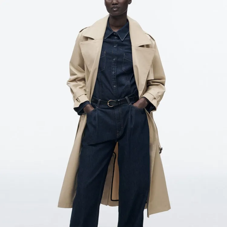 ZARA Trench Coats Women's Light Camel-3