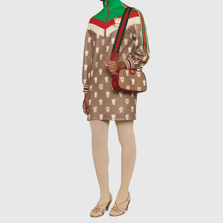 GUCCI Canvas With Leather Camera Bag, Shoulder Bag, Crossbody Bag Unisex-9