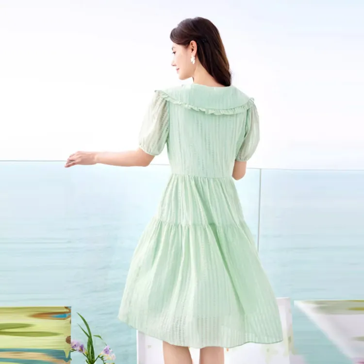 XIANGYING Short Sleeved Dresses Women's Apple Green-1