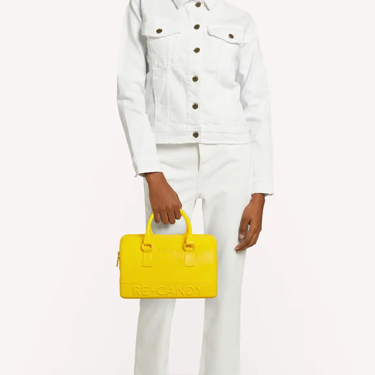 Furla Candy Boston Bag Shoulder Bag Crossbody Bag Handbag Medium Size Women's Yellow-4