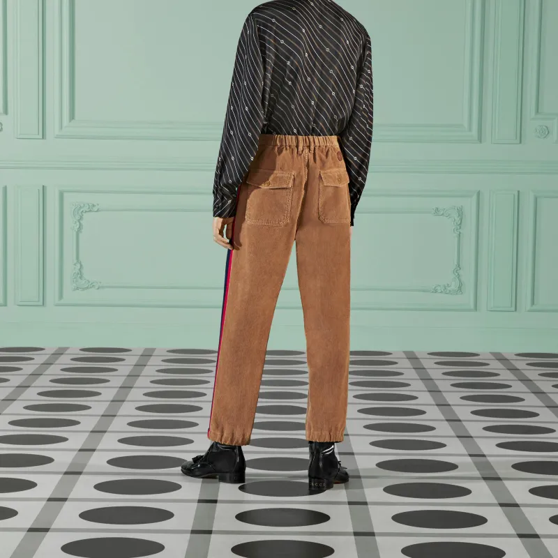GUCCI Logo Patch Corduroy Trousers-1