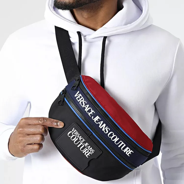 VERSACE JEANS COUTURE Polyester Sling Bag Fanny Pack Men's Black-3