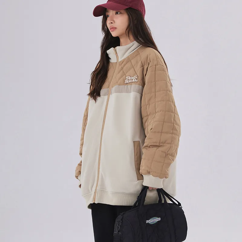 F426 Loose Fit Jacket Unisex Khaki & White-4