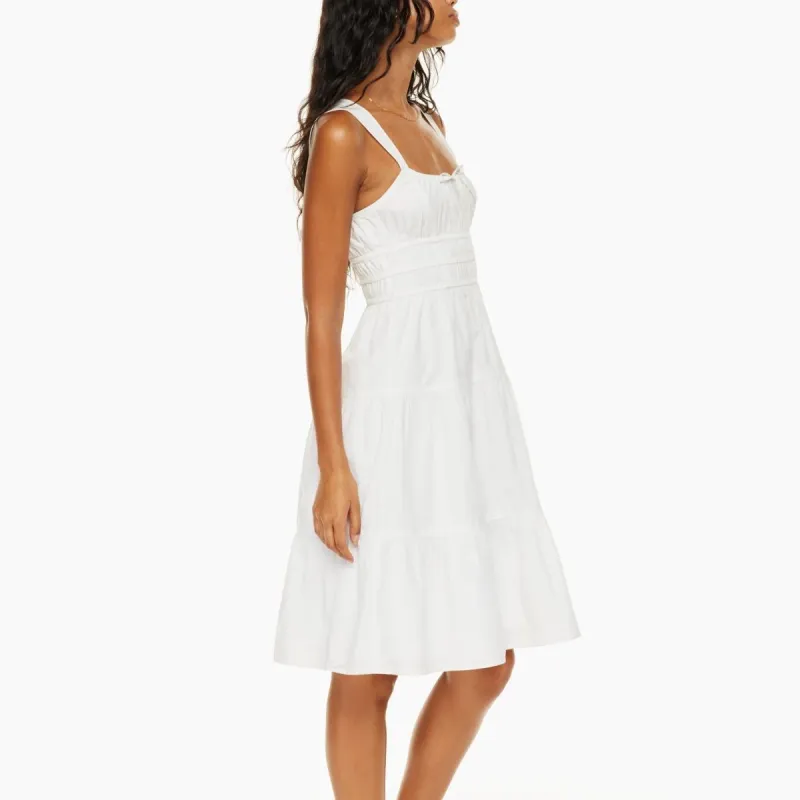 ARITZIA Sunday Best Martine Poplin Midi Dress Slip Dresses Women's White/White-3