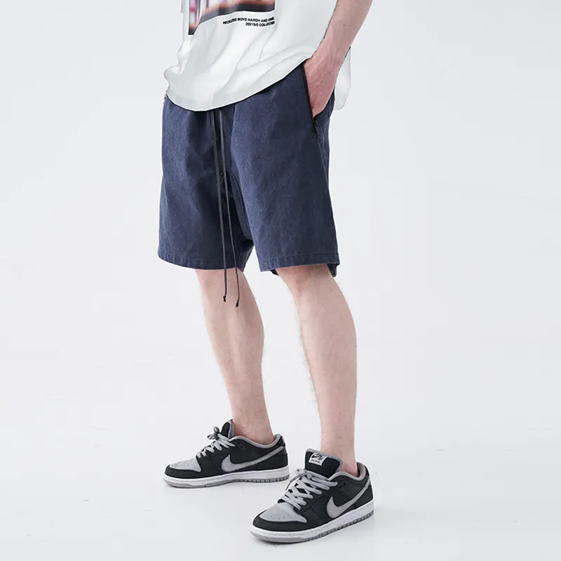 HARSH AND CRUEL Wax Washed Cotton Fabric Loose Fit Shorts Unisex-7